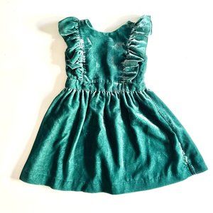 Great Condition J-Crew Crewcuts Girls Green Velvet Dress 5Y